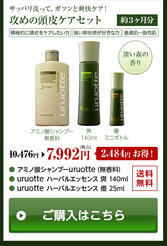 サッパリ洗って、ガツンと爽快ケア！、積極的に頭皮をケアしたい方、強い爽快感が好きな方、普通肌～脂性肌