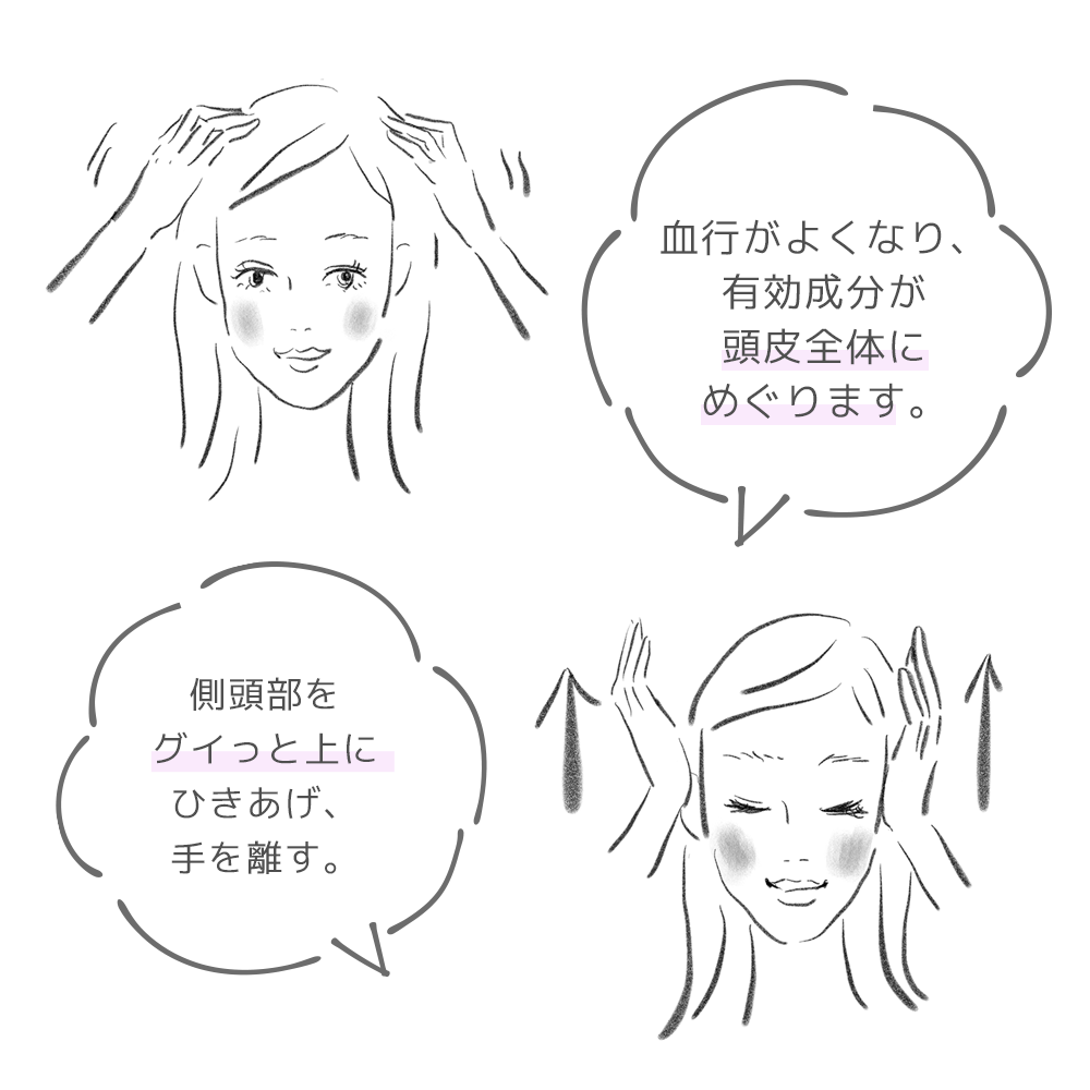 有効成分が頭皮全体にめぐる